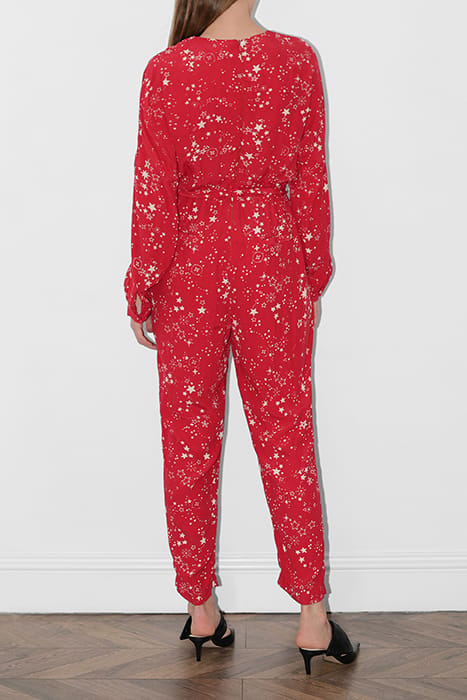 GALAXIES PRINT LS WRAP JMPSUIT RED 2