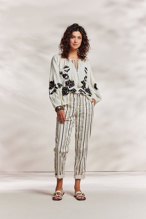 TOP LINNEN HEAVY EMBROIDERY IVORY 1
