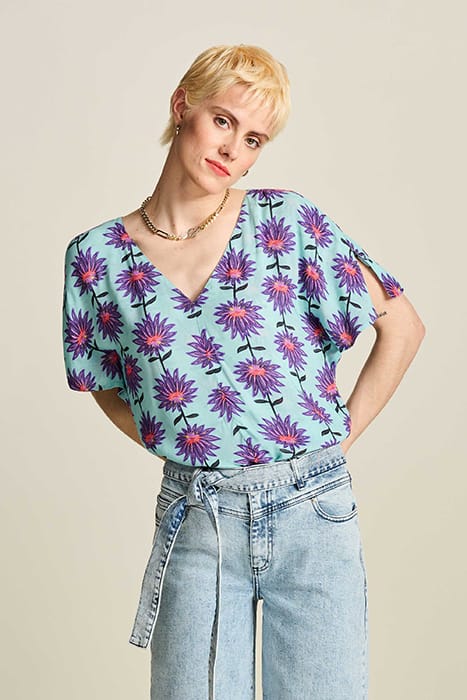 TOP - GEORGIE FLOWER AQUA 1