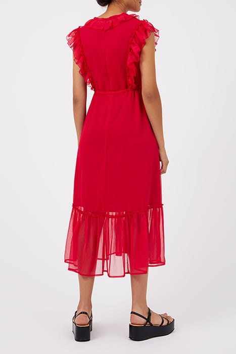 HIGH SUMMER CRINKLE V NECK DRS RED 2