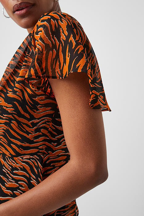 IGER CRINKLE MIX V NECK TOP ORANGE 4