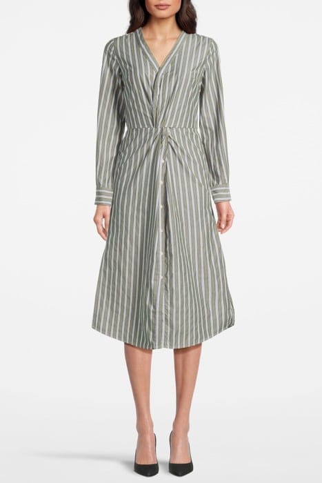 LS WOVEN DRESS FOREST GREEN 1