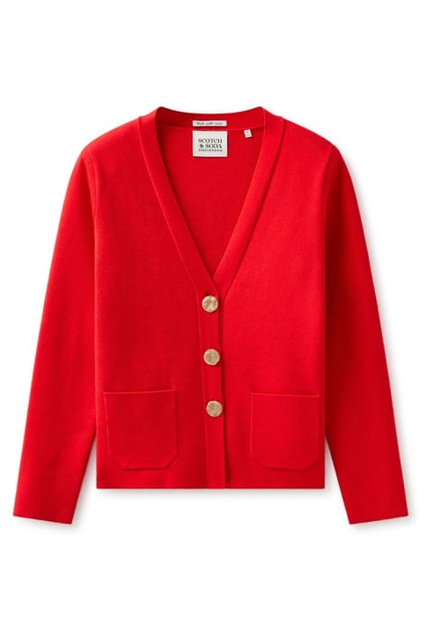 STRUCTURED SHOULDER CARDI HIGH RISK RED 3