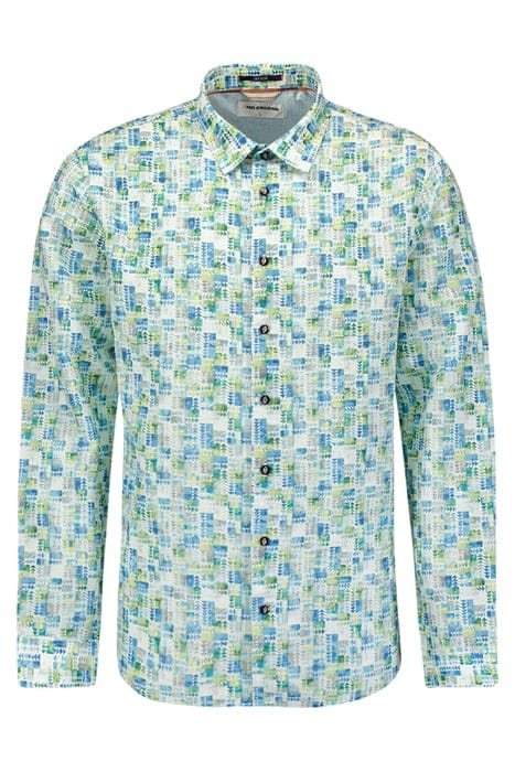 SHIRT ALLOVER PRINTED WITH LINEN AQUA 1