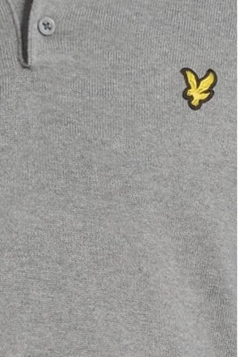 COTTON MERINO LONG SLEEVE KNITTED POLO MID GREY MARL 5