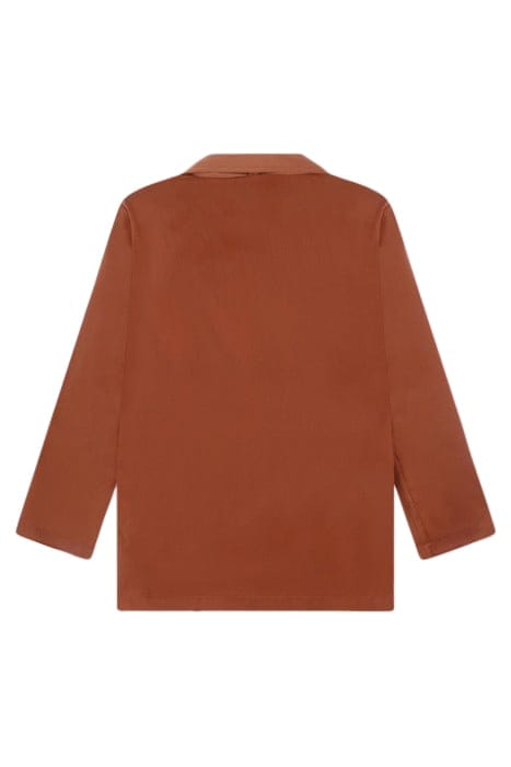 DOUBLE BREASTED SATIN BLAZER SADDLE BROWN 4