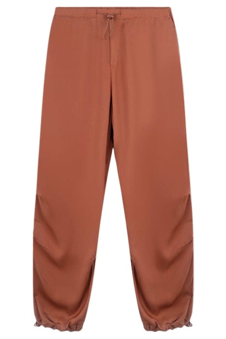 SATIN PARACHUTE PANTS SADDLE BROWN 4
