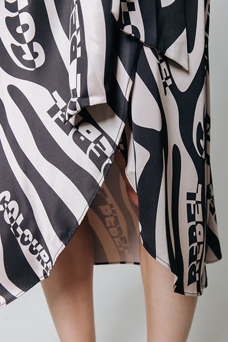 LEA ZEBRA WRAP MIDI DRESS SAND 9