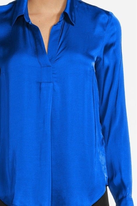 BLUE UNI SATIN BLOUSE LONG SLEEVES BLUE 4
