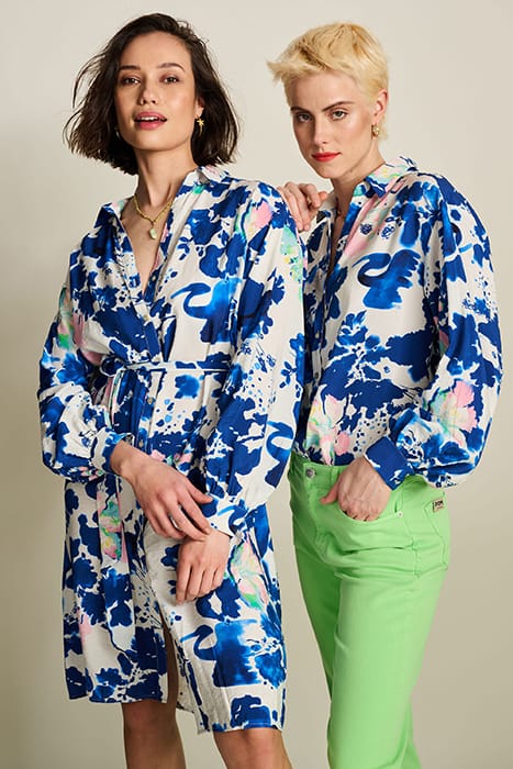 BLOUSE - VIOLET CRANE BIRDS BLUE 5