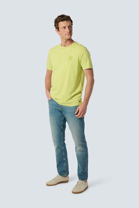 T-SHIRT CREWNECK PLACED PRINTS GARMENT DYED MELANGE LIME 3