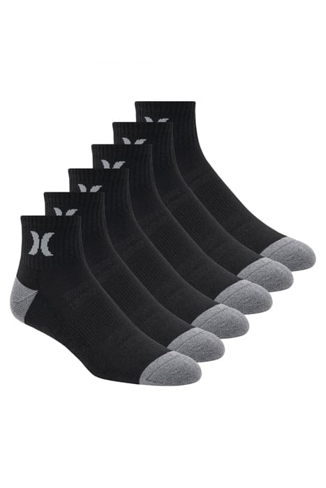 6PK MENS 1/2 TERRY QTR CREW BLACK 1