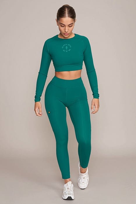 HELEN - WOMEN'S CROPPED LONGSLEEVE TOP GREEN 3