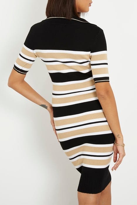 guess dress black white GUESS ECO MAIA SS DRESS SWTR BLACK WHITE TAUPE ST | Online Outlet