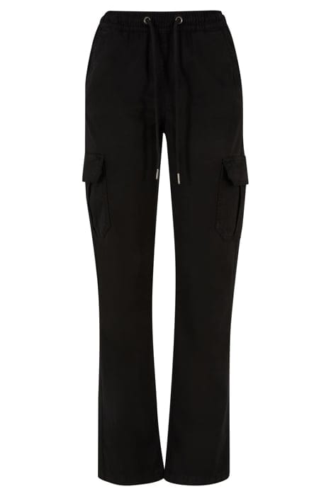 LADIES HIGH WAIST TWILL CARGO PANTS BLACK 4