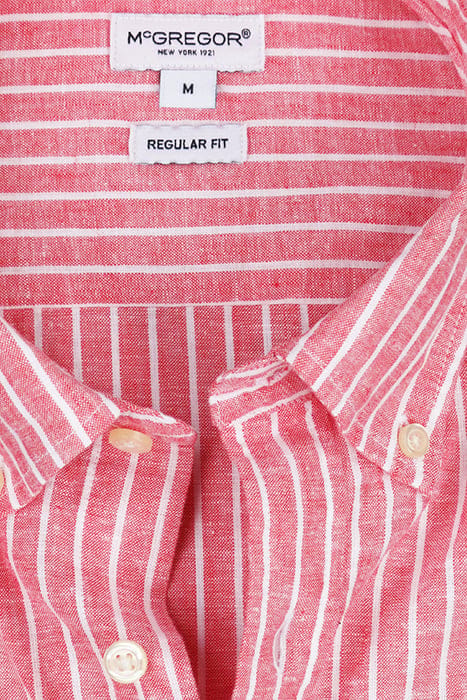 COTTON LINEN STRIPE SHIRT RED 8