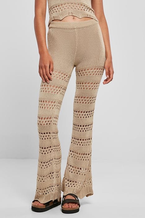 LADIES FLARED CROCHET KNIT LEGGINGS SOFTSEAGRASS 1