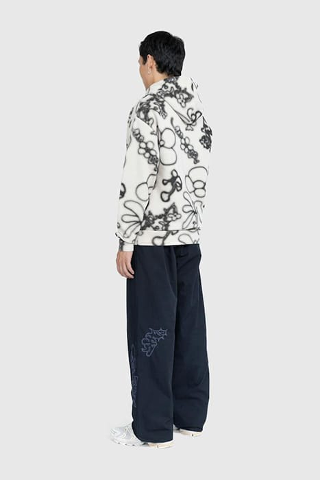 NTS X HIGHSNOBIETY – FLEECE FLOWER HOODIE IVORY/BLACK 3