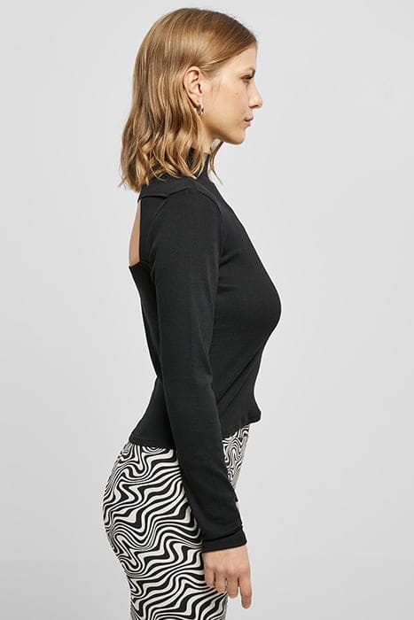 LADIES RIB BACK CUT OUT LONGSLEEVE BLACK 7