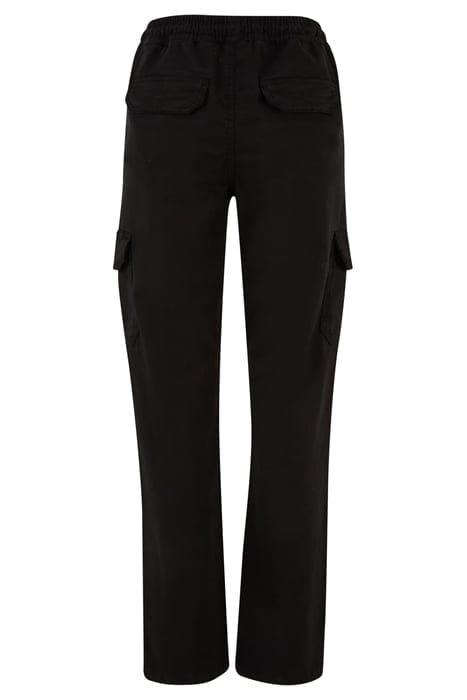 LADIES HIGH WAIST TWILL CARGO PANTS BLACK 5