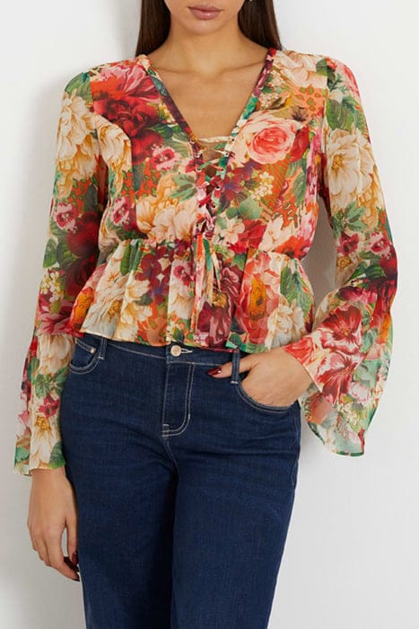 GUESS ECO LS DEMI TOP PEONY ANIMAL PRINT 1