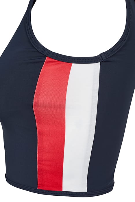 LADIES SIDE STRIPE CROPPED ZIP TOP NAVY/FIRE RED/WHITE 9