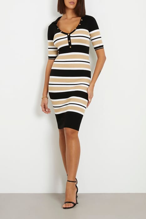 guess dress black white Guess Girls Mixed Fabric Dress in White 4 Yrs