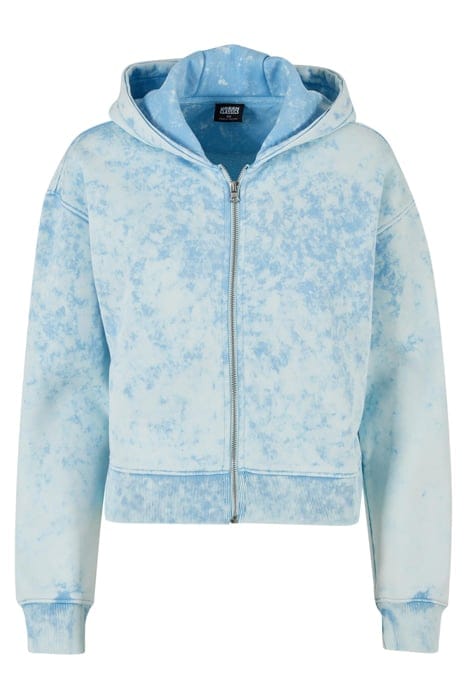 LADIES SHORT OVERSIZED TOWEL WASHED ZIP HOODY BALTICBLUE 4