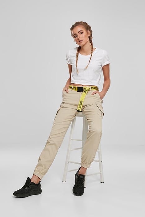 LADIES HIGH WAIST CARGO PANTS CONCRETE 3
