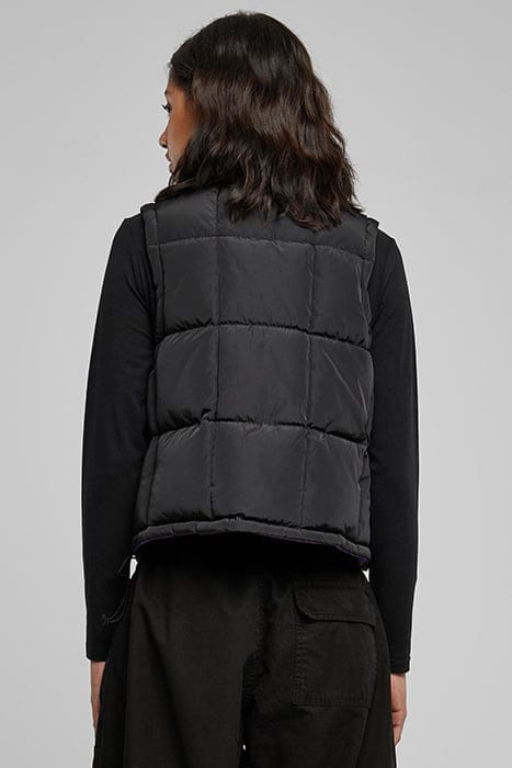LADIES REVERSIBLE CROPPED PUFFER VEST BLACK/REALVIOLET 2