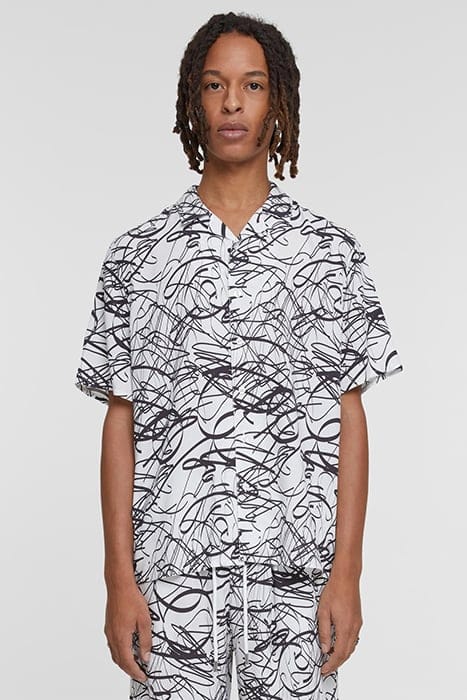 VISCOSE AOP RESORT SHIRT WHITESCRIBBLE 1