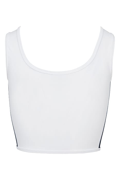 LADIES SIDE STRIPE CROPPED ZIP TOP WHITE/FIRERED/NAVY 2