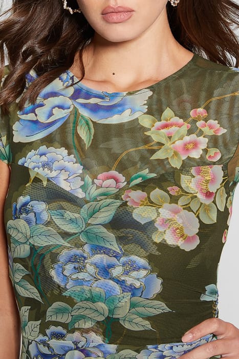 guess green floral dress GUESS ECO SS AIDA DRESS HANOI GREEN FLORAL P | Online Outlet