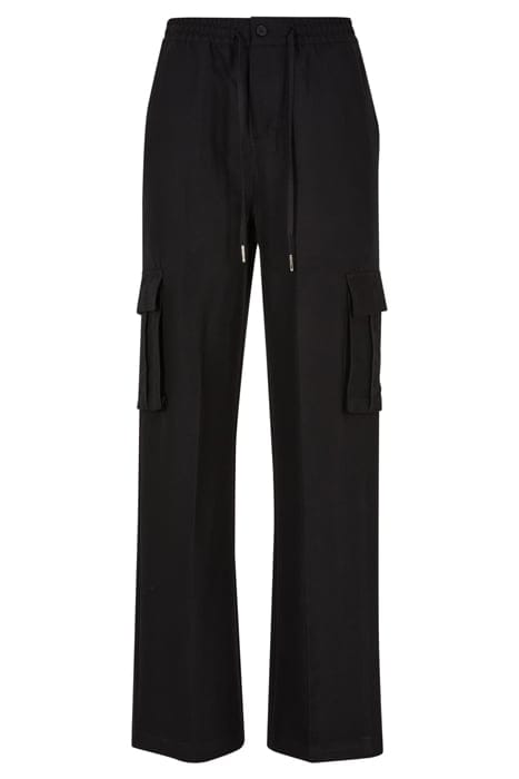 LADIES VICOSE STRAIGHT LEG CARGO PANTS BLACK 4