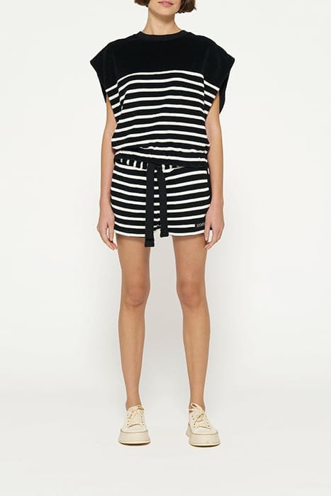 TERRY SLEEVELESS SWEATER STRIPES BLACK/ECRU 2