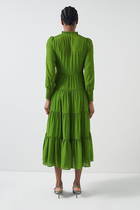 FLORA CHEVRON MIDI DRESS BRIGHT GREEN 3