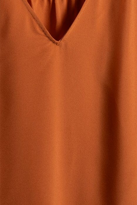 CREPE LIGHT V NK SHOULDER TOP BROWN 3