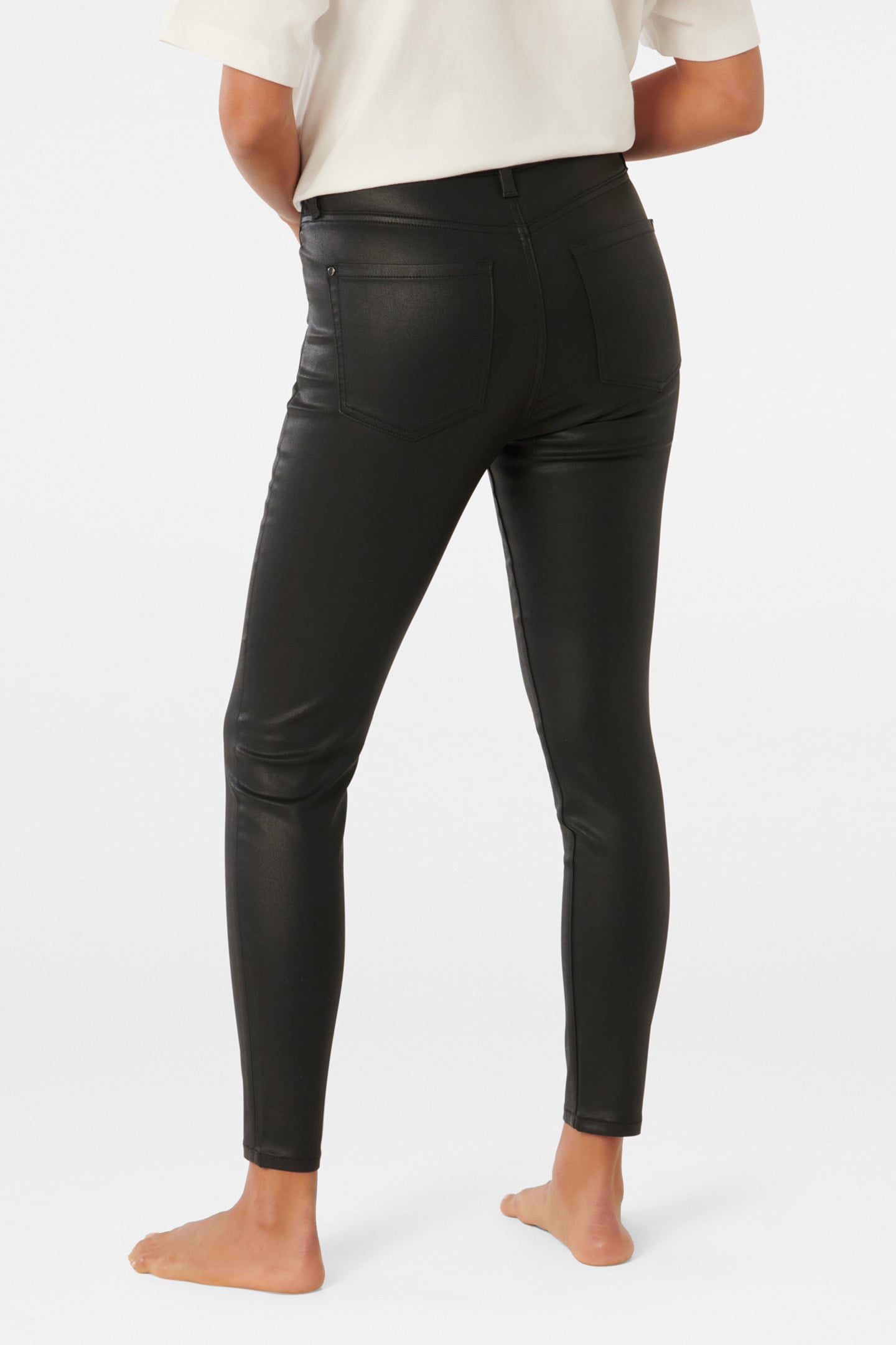 BELLA CROPPED HIGH RISE SKINNY JEANS BLACK COATED 2