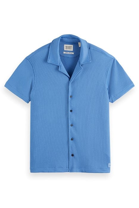 SS POPCORN JERSEY CAMP SHIRT BLUE/GREY 1