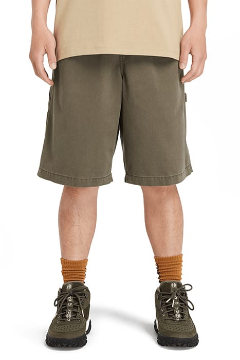 RINDGE WASHED HEAVY TWILL CARPENTER SHORT LEAF GREEN 1