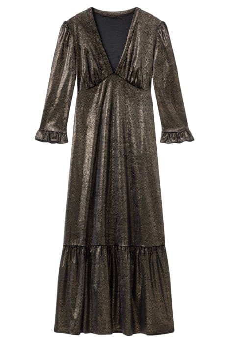 DEBORAH PEPLUM MIDI DRESS GOLD 3