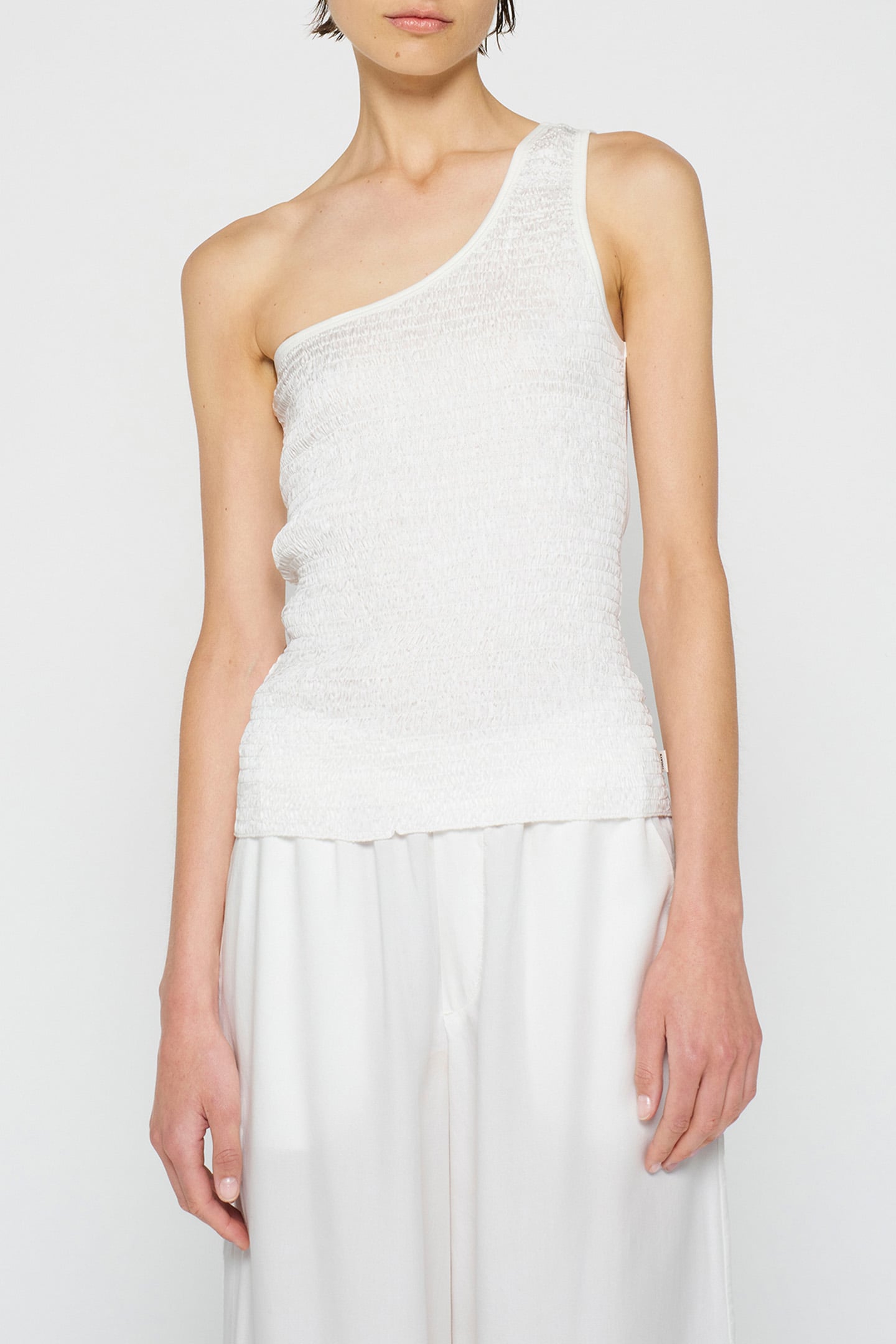 ONE SHOULDER SMOCK TOP ECRU 1