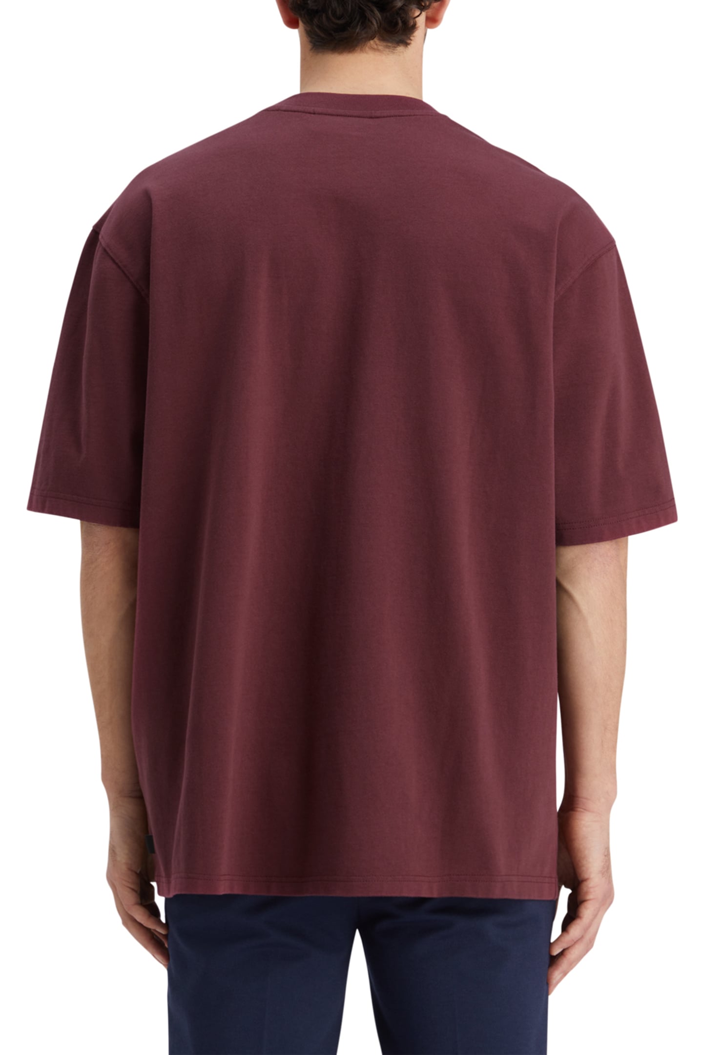 3 CROSSES LOOSE FIT CHEST POCKET T-SHIRT WINE 2