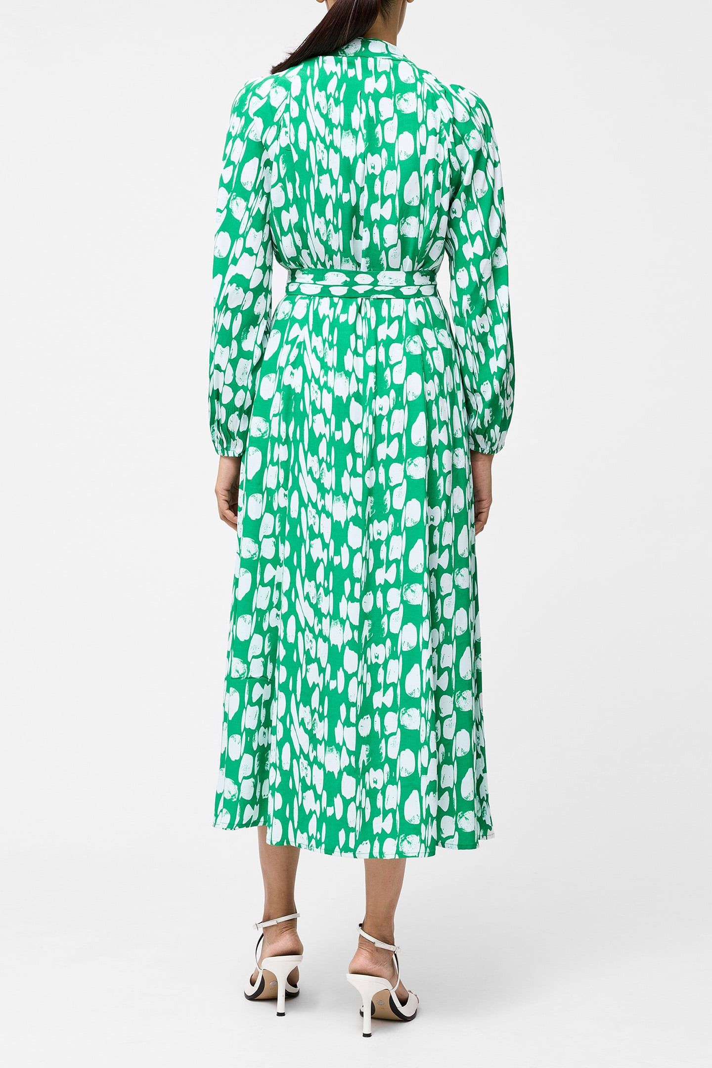 ISLANNA LONG SLEEVE BELTED MIDI DRESS JELLYBEAN/WHITE 2