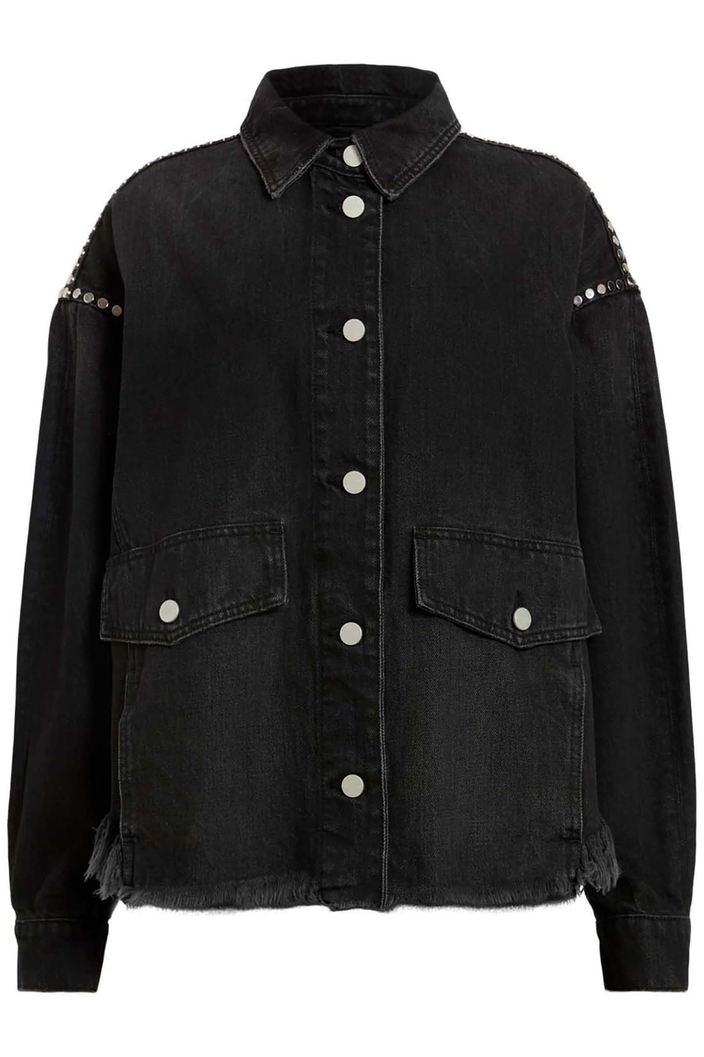 HETTIE STUD SHACKET WASHED BLACK 4