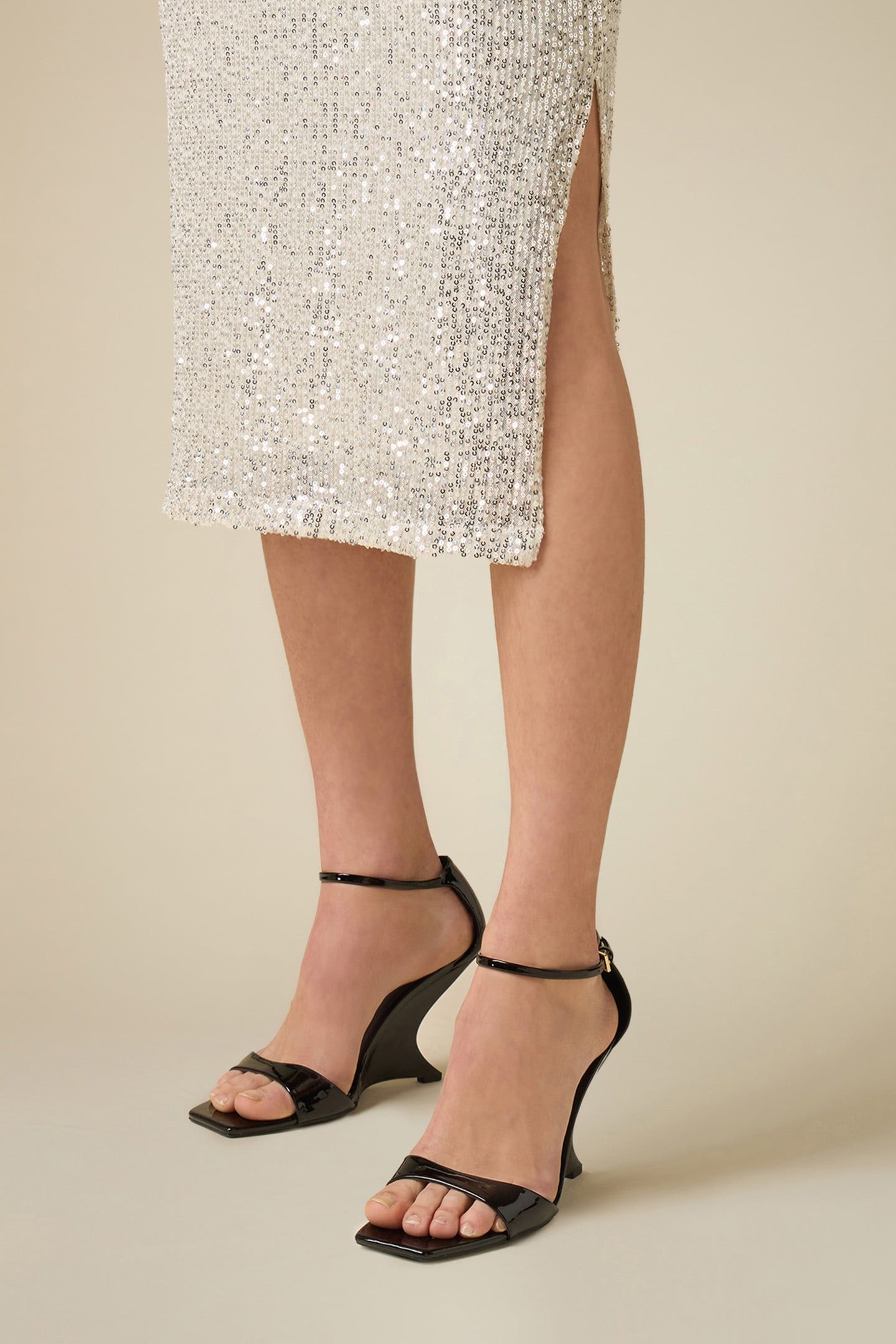 SEQUIN PENCIL SKIRT GREY 5