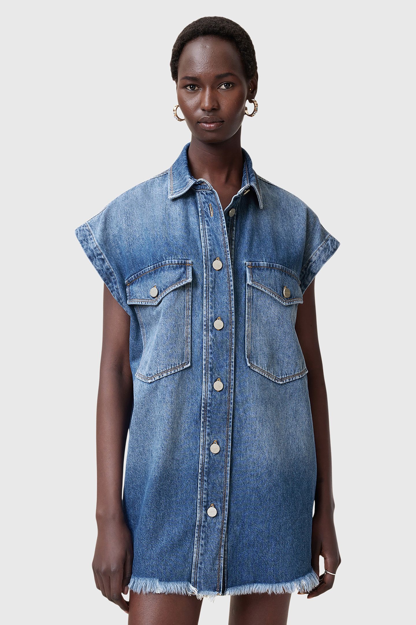 FAYE SNAP DRESS MID INDIGO 6