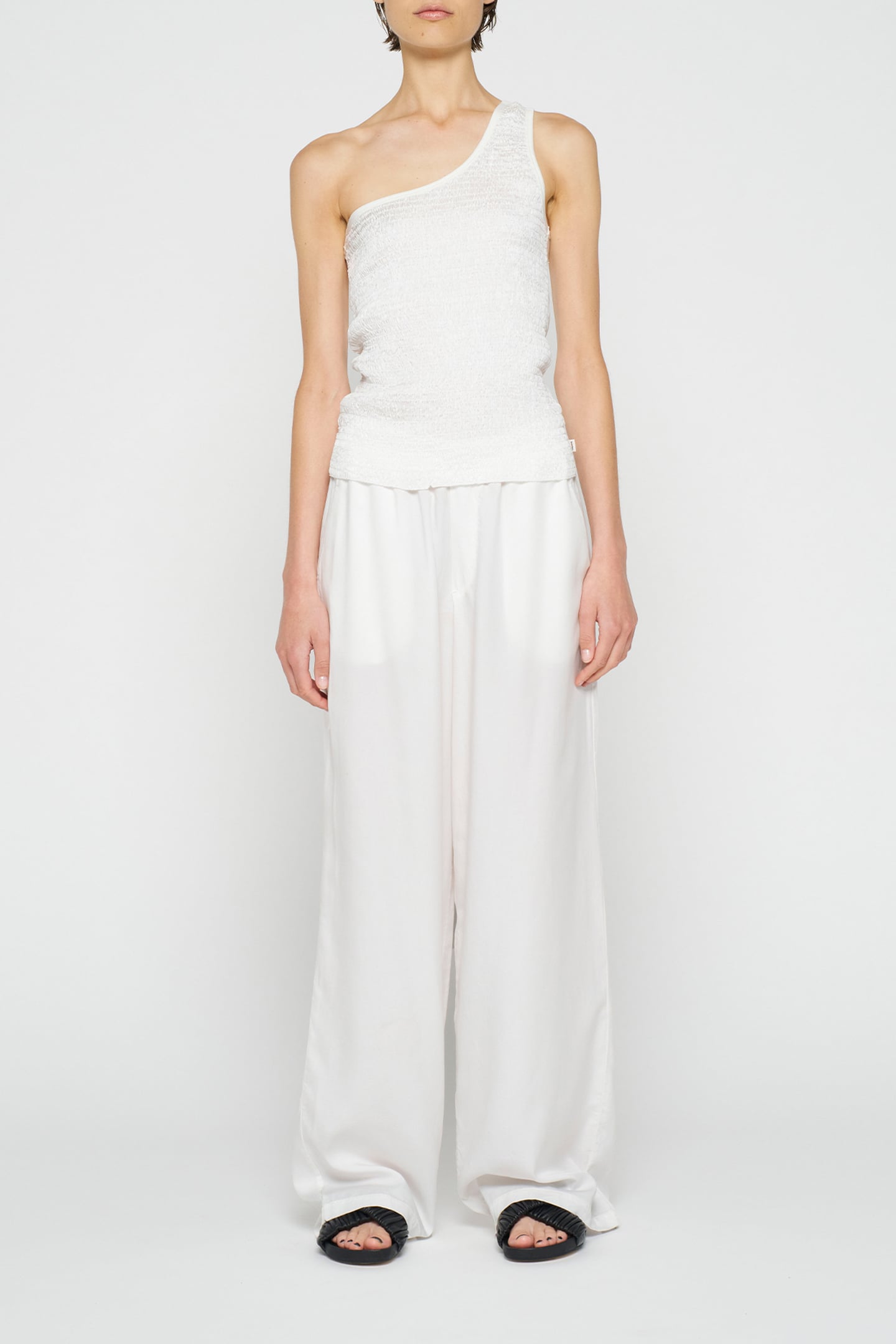 ONE SHOULDER SMOCK TOP ECRU 2