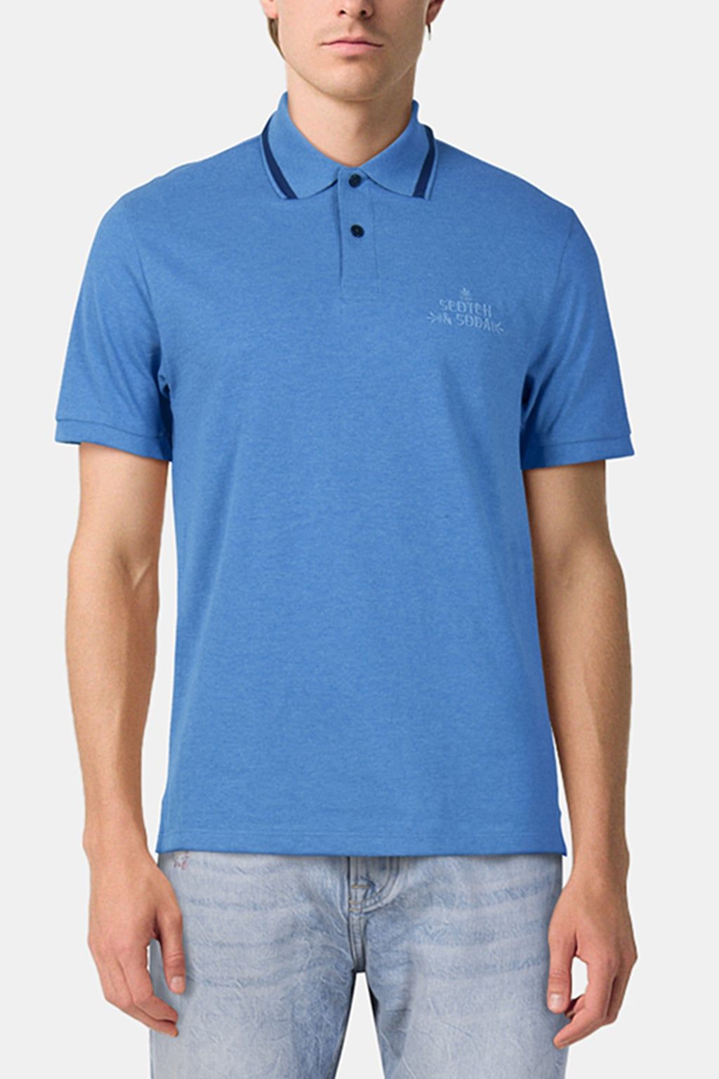 PIQUE SS POLO SMART BLUE HTHR 1