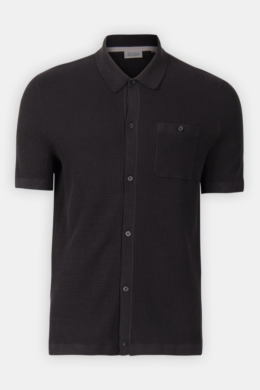 SS BUTTON FRONT CHEST POCKET SWEATER BLACK GREY 3